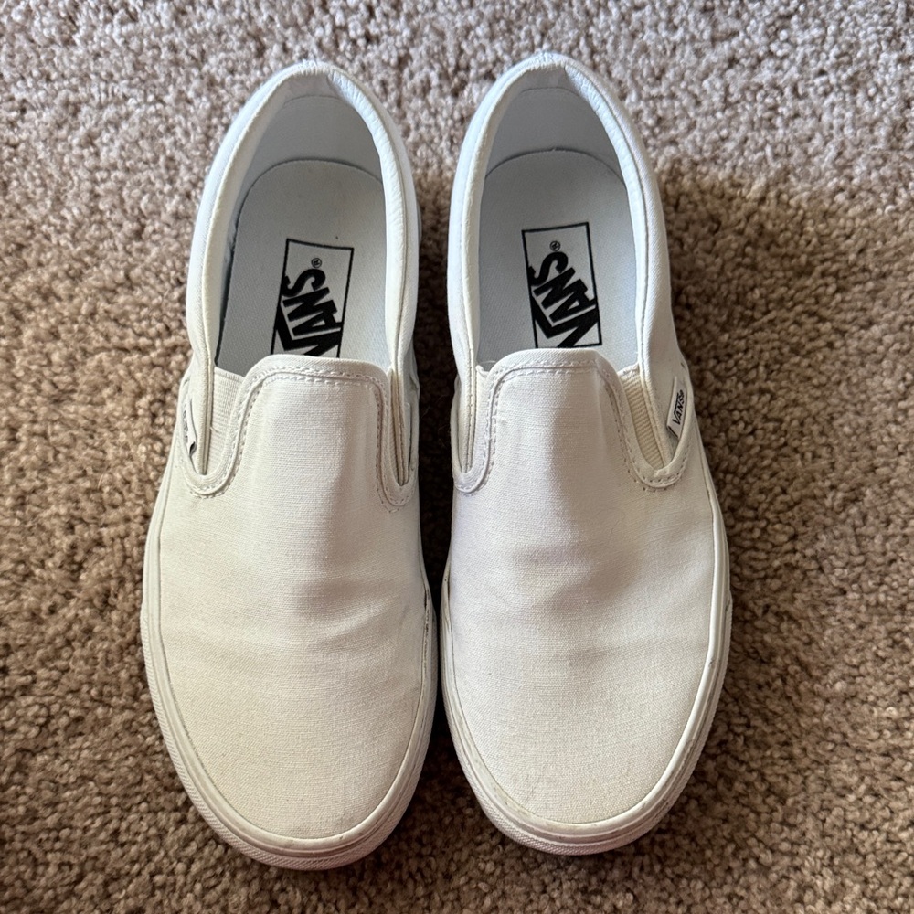 Vans Classic White Canvas Slip-Ons